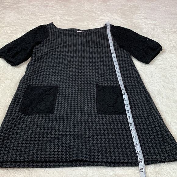 Antrho 9-H15 Stcl Mod houndstooth and lace shift dress, size xs - Picture 4 of 8